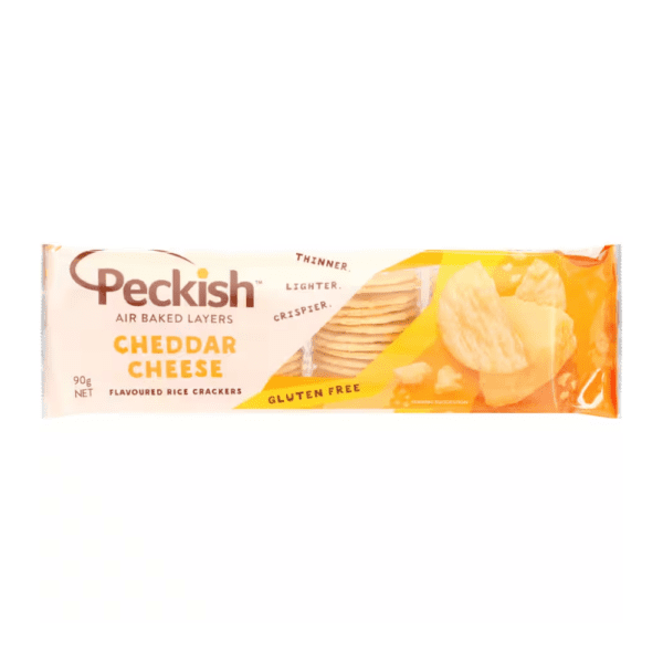 Peckish Cheddar Cheese Flavour Rice Crackers - Kiwi Kitchen