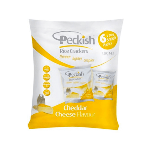 Peckish Cheddar Cheese Rice Crackers 20g x 6 Snack Packs