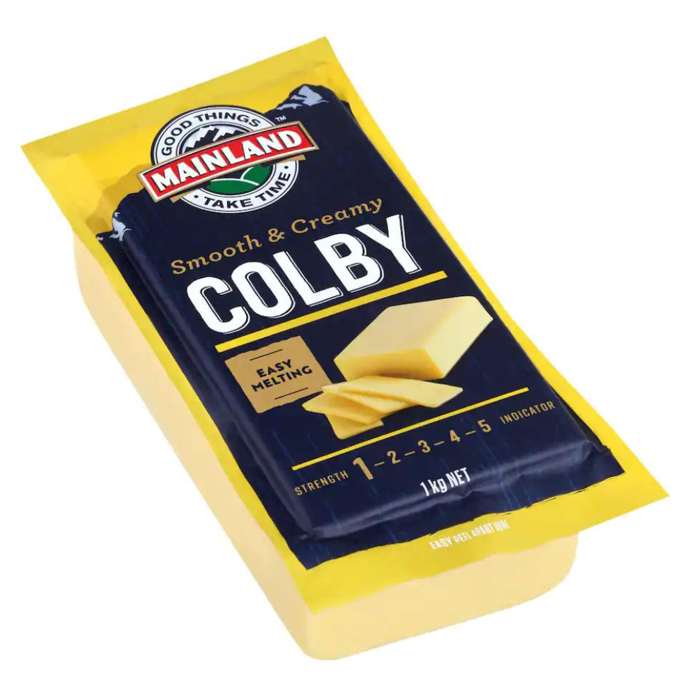 Mainland Cheese Block Old School Colby 1kg Kiwi Kitchen