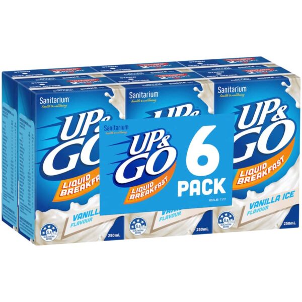 Sanitarium Up & Go Breakfast Drink Vanilla Ice 6pk