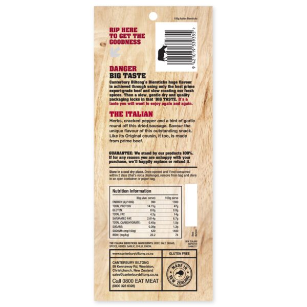 Canterbury Biltong (Jerky) Italian Biersticks (4 pack)