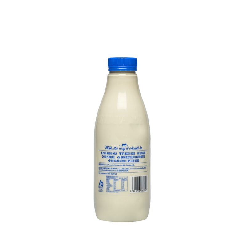 Lewis Road Creamery Organic Homogenised Milk 750ml