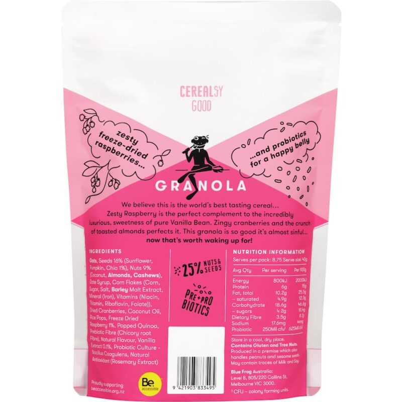 Blue Frog Raspberry, Vanilla & Chia Granola 350g