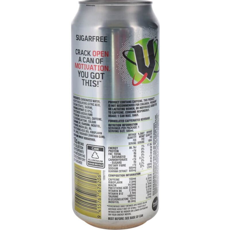 V Sugarfree Guarana Energy Drink 250ml Can