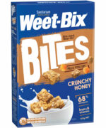 Weet-bix™ bites crunchy honey have 68% wholegrain wheat (that’s for fibre) combined with a burst of honey and added coconut (that's for a great delicious taste), all roasted for the perfect crunch! plus iron and b-vitamins (to help release the energy you need to kick-start your day). Enjoy as part of a balanced diet rich in iron & vitamins b1, b2 & b3.