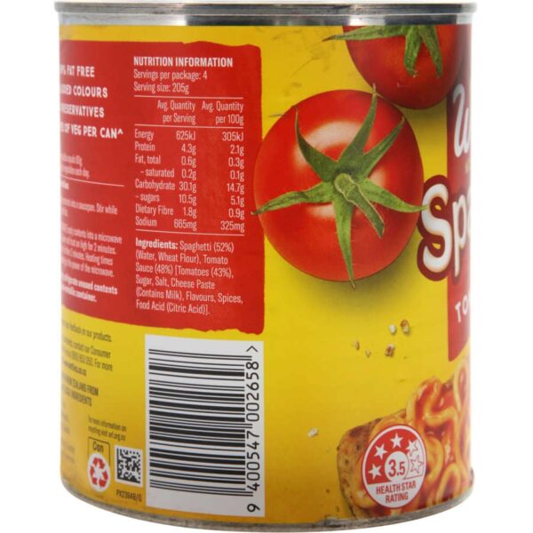 Watties Spaghetti In Tomato Sauce 820g