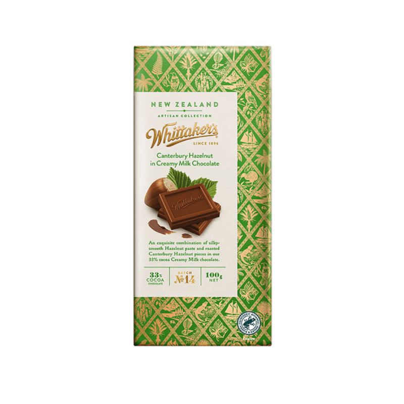 Whittakers Artisan Collection Chocolate Block Hazelnut NZ 100g