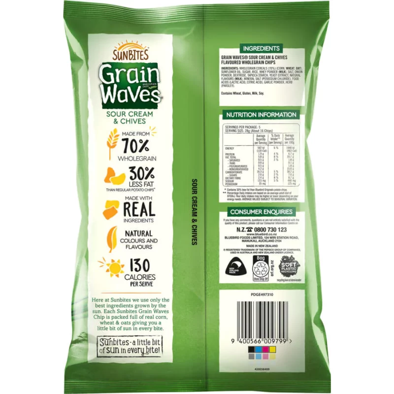 Sunbites Grainwaves Wholegrain Chips Sour Cream & Chives 140g