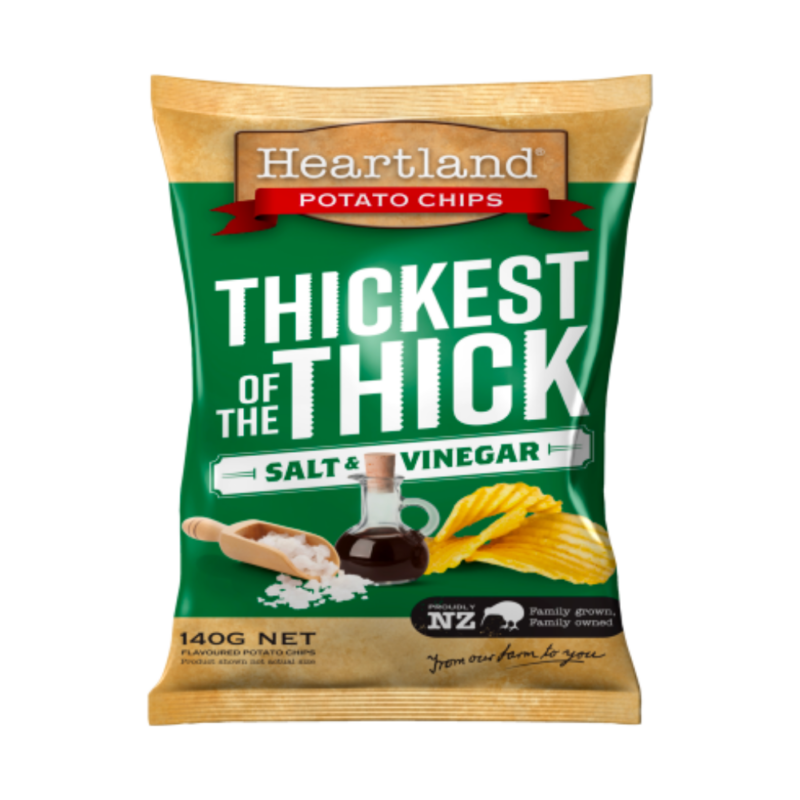 Heartland Salt & Vinegar Thickest of The Thick Potato Chips 140g