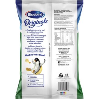 Bluebird Potato Chips Original Salt & Vinegar 45g Back