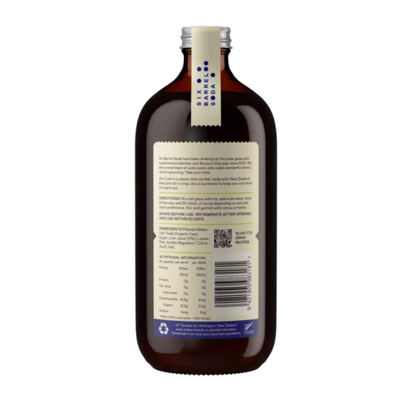 Six Barrel Soda Syrups Lime 500ml - Image 2