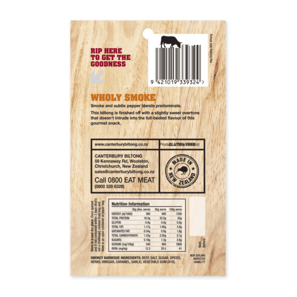 Canterbury Biltong (Jerky) Smokey BBQ 40g