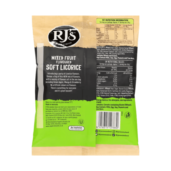 RJ's Sweets Mixed Fruit Soft Licorice 280g