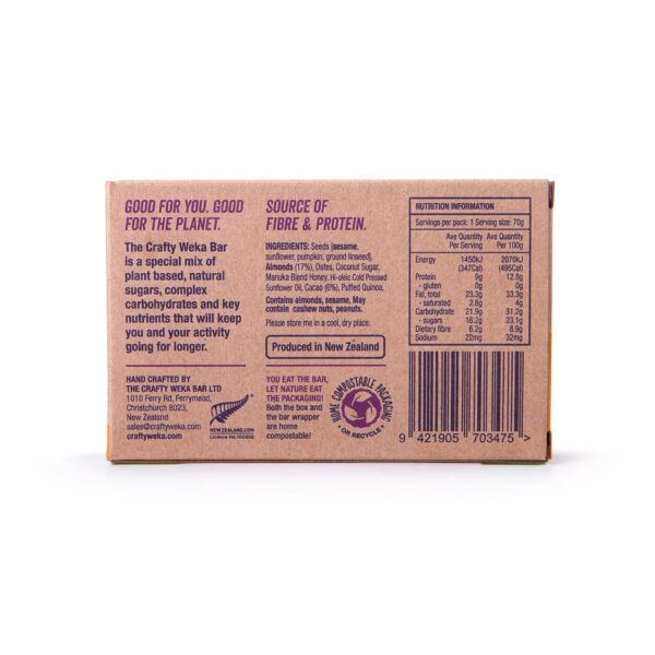 Crafty Weka Gluten Free Almond Cacao Bar Back